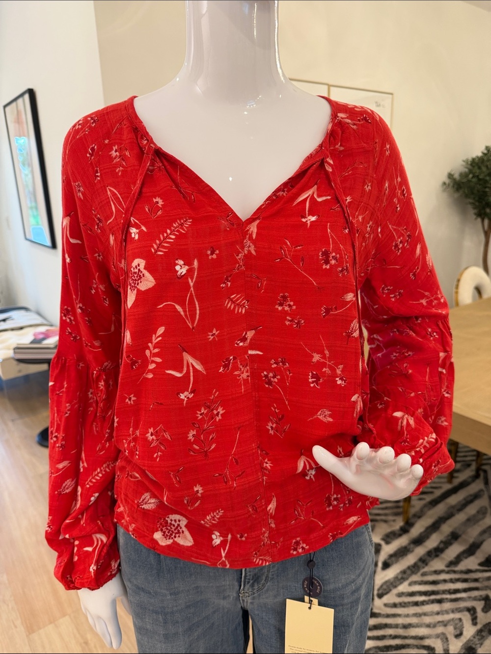 Universal Thread Co. Red Handkerchief Print Top